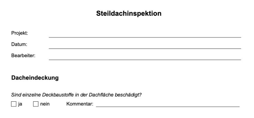Ausschnitt des leeren PDF-Vordrucks mit Kopfzeilen und einer Beispielfrage