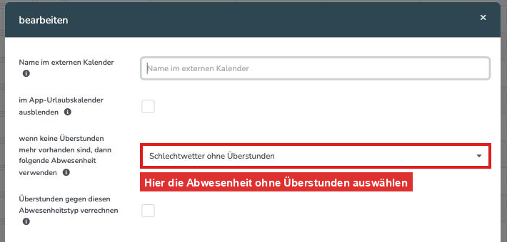 Erweiterte Optionen von Schlechtwetter