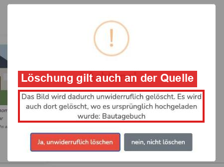 Sicherheitsabfrage beim Löschen eines Bildes