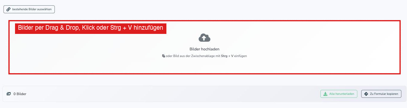 Bautagebuch-Eintrag mit dem Bereich Bilder hochladen