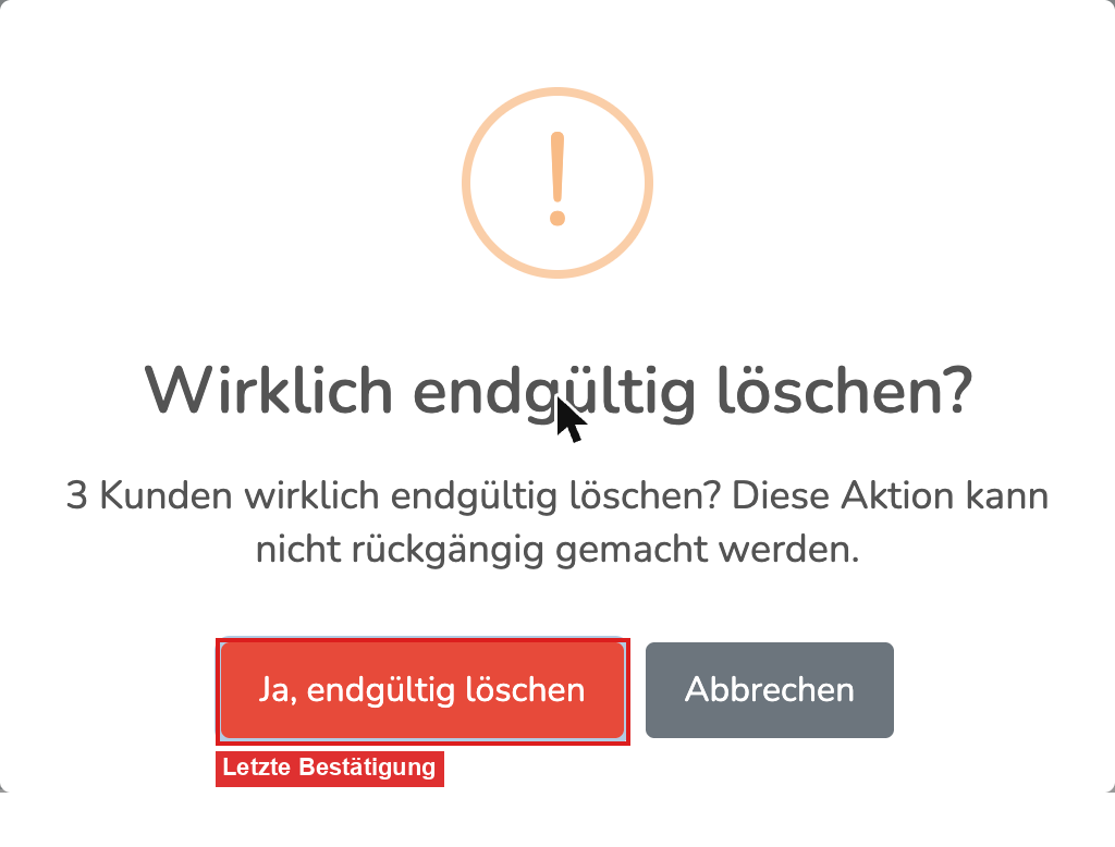 Sicherheitsabfrage vor dem Löschen