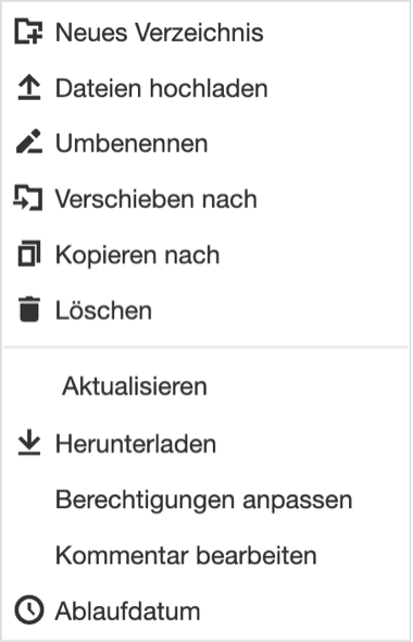 Kontextmenü an einer Lieferanten-Datei mit dem Eintrag Ablaufdatum