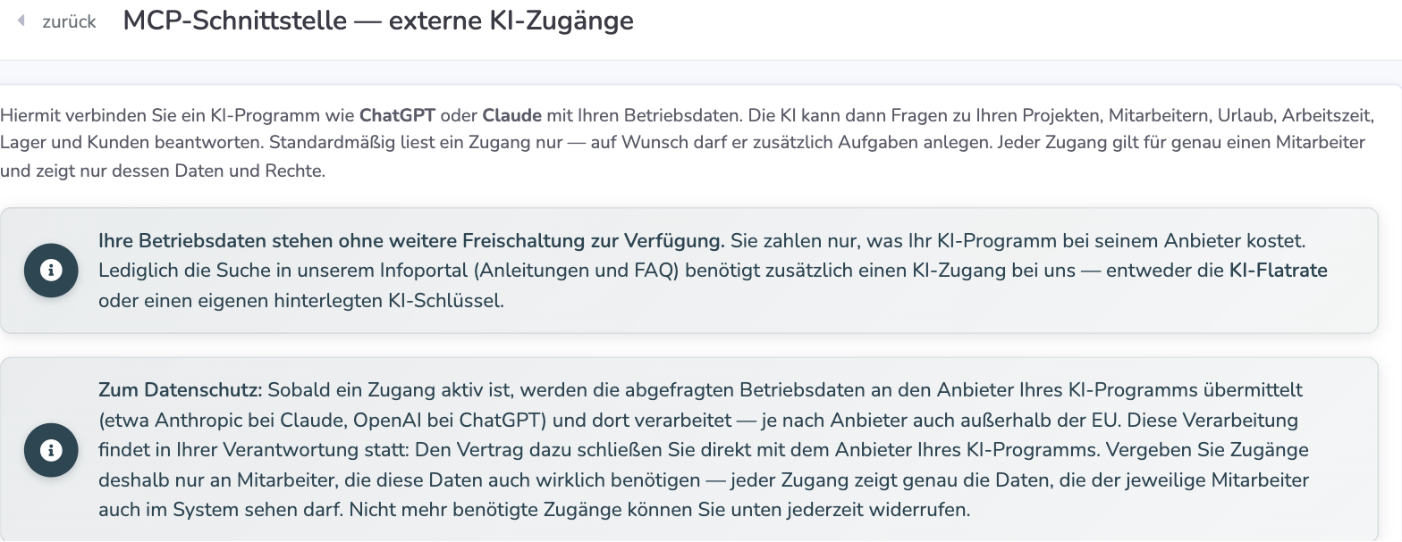 MCP-Schnittstelle: Übersicht und Hinweise zu Datenschutz und Kosten