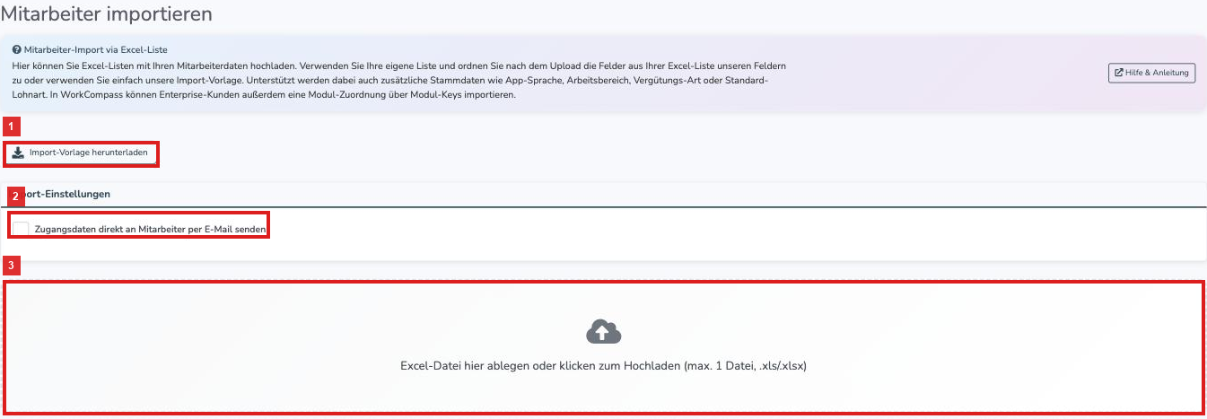 Seite Mitarbeiter importieren