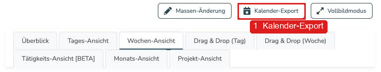 Button „Kalender-Export“ im Arbeitsplan