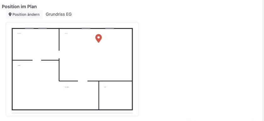 Gesetzte Position mit Plan-Vorschau und Pin