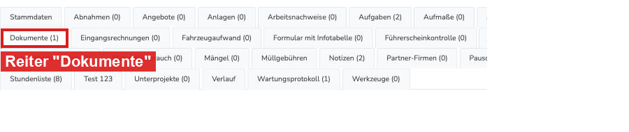 Projekt mit dem Reiter Dokumente