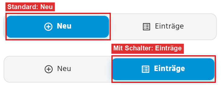Reiter Neu und Einträge im Rapport der App