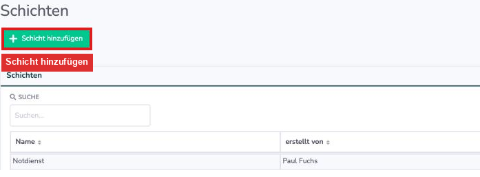 Übersicht der Schichten mit dem Button Schicht hinzufügen