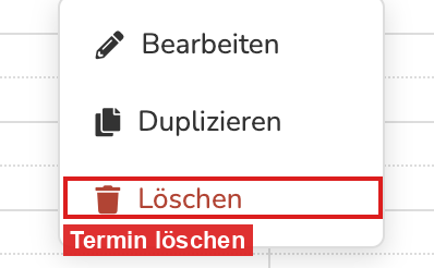 Kontextmenü mit Löschen-Button
