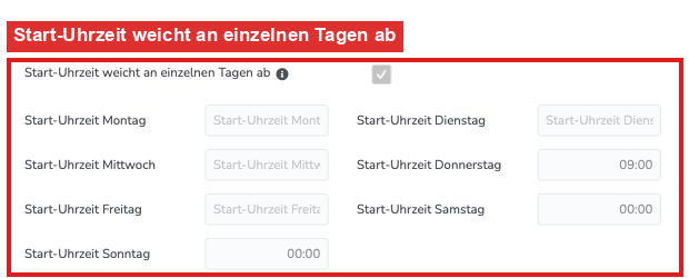 Arbeitszeitmodell: Start-Uhrzeit weicht an einzelnen Tagen ab