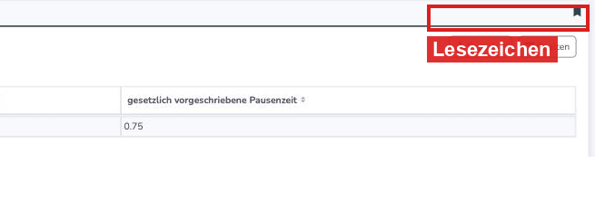 Lesezeichen-Symbol oben rechts in der Tabelle